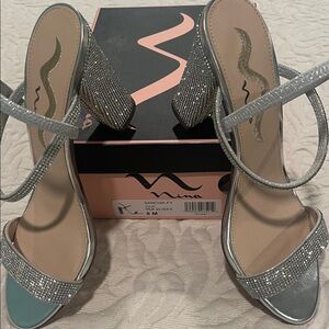 Nina Silver Rhinestone Heels